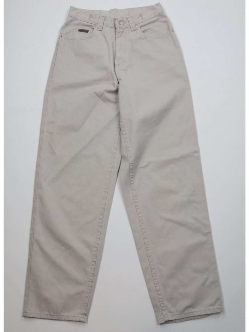 Vintage 90s Lee Womens 6 Faded Baggy Fit Twill Buckle Back Pants Beige Cotton